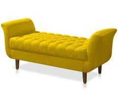 Recamier Calçadeira 02 Lugares 150cm Capitonê Grecia Corano Amarelo - Dl Decor