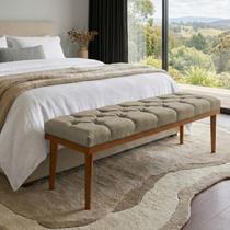 Recamier Calçadeira Apolo Linho Bege Solteiro 1,00m Base Madeira Pés Palito - ARKELL