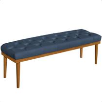 Recamier Calçadeira Apolo Veludo Azul Solteiro 1,00m Base Madeira Pés Palito