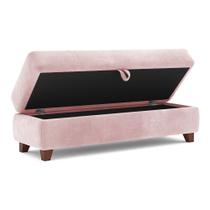 Recamier Calçadeira Bali 120cm Suede Rosa Bebe - Inova Decorações