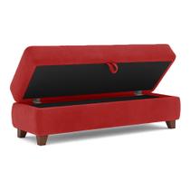 Recamier Calçadeira Bali 120cm Suede Vermelho - Inova Decorações