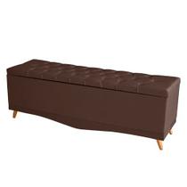 Recamier Calçadeira Baú Barcelona Queen 160 cm Botão Encapados Pés Palito Suede Rosê Do Lar Móveis