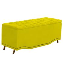 Recamier Calçadeira Baú Belize Casal Queen 160cm Veludo Amarelo - Montanaris Decor