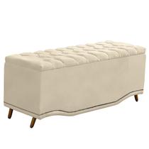 Recamier Calçadeira Baú Belize Casal Queen 160cm Veludo Bege - Montanaris Decor