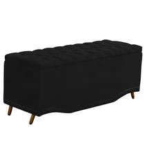 Recamier Calçadeira Baú Belize Solteiro 90cm Veludo Preto - Montanaris Decor