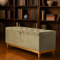 Recamier Calçadeira Baú Dubai Em Veludo Queen 1.50m Estofada