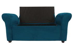 Recamier Calçadeira Baú Egeo Cama Casal 138x51 cm Suede Azul Royal - MeuLar Decorações