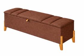 Recamier Calçadeira Baú Para Quarto Pés Em Madeira Luxo Decorativo Estofado Casal 140 cm Marrom Lar Móveis Decoração Recamier Calçadeira Baú Para Quarto Pés Em Madeira Luxo Decorativo Estofado Casal 140 cm Marrom Lar Móveis Decoração