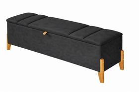 Recamier Calçadeira Baú Para Quarto Pés Em Madeira Luxo Decorativo Estofado Casal 140 cm Preto Lar Móveis Decoração Recamier Calçadeira Baú Para Quarto Pés Em Madeira Luxo Decorativo Estofado Casal 140 cm Preto Lar Móveis Decoração