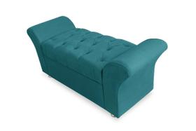 Recamier Calçadeira Baú Veneza Queen 160 cm Suede Azul Turquesa Recamier Calçadeira Baú Veneza Queen 160 cm Suede Azul Turquesa