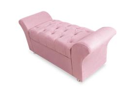 Recamier Calçadeira Baú Veneza Solteiro 90 cm Suede Rosa Bebe LM DECOR