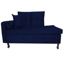 Recamier Calçadeira Cancun 1,38 cm Suede Azul Marinho - Casa & Estofados