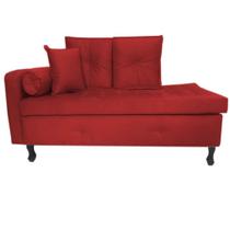 Recamier Calçadeira Cancun 1,58 cm Suede Vermelho - Casa & Estofados