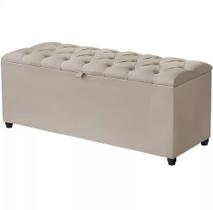 Recamier Calçadeira Com Baú Estofado Mannu Bege 80 cm