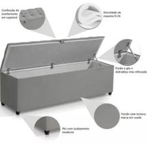 Recamier Calçadeira Com Baú Estofado Mannu Cinza 80 cm