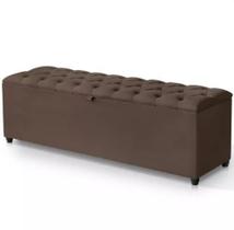 Recamier Calçadeira Com Baú Estofado Mannu Marrom 80 cm