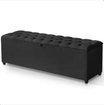 Recamier Calçadeira Com Baú Estofado Mannu Preto 80 cm