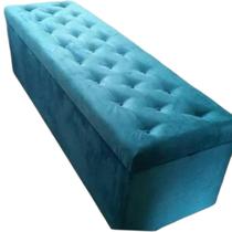 Recamier calçadeira com Capitonê Casal Azul