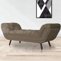 Recamier Calçadeira Estofado Sienna Casal 140 Cm Linho Marrom - LM DECOR
