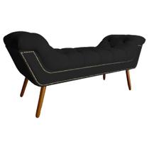 Recamier Calçadeira Estofado Sienna King 195 Cm Suede Preto - LM DECOR