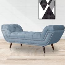 Recamier Calçadeira Estofado Sienna Queen 160 Cm Linho Azul - LM DECOR