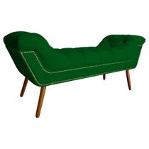 Recamier Calçadeira Estofado Sienna Solteiro 90 Cm Suede Verde - LM DECOR