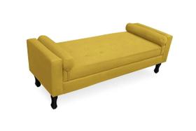 Recamier Calçadeira Fênix Baú Estofado Quarto King 195cm Suede Amarelo - DL Decor