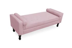 Recamier Calçadeira Fênix Baú Estofado Quarto King 195cm Suede Rosa Bebe - DL Decor