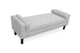 Recamier Calçadeira Fênix Baú Estofado Quarto Queen 160cm Suede Branco - DL Decor