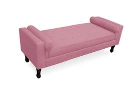 Recamier Calçadeira Fênix Baú Estofado Quarto Queen 160cm Suede Rosa Barbie - LM DECOR