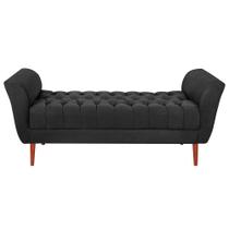 Recamier Calçadeira Grécia 140CM Poliéster MDF Preto SMF Decor