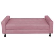 Recamier Calçadeira Sofá Bianca 1,40 cm Casal Baú Quarto Sala material sintético Rose -Damaffê Móveis