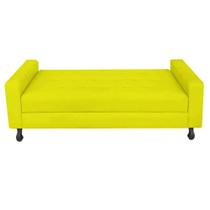 Recamier Calçadeira Sofá Bianca 1,60 cm Queen Size Baú Quarto Sala Suede Amarelo -Damaffê Móveis