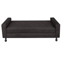 Recamier Calçadeira Sofá Bianca 1,60 cm Queen Size Baú Quarto Sala Suede Marrom -Damaffê Móveis