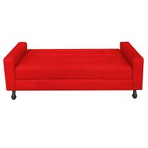 Recamier Calçadeira Sofá Bianca 1,60 cm Queen Size Baú Quarto Sala Suede Vermelho -Damaffê Móveis