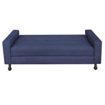 Recamier Calçadeira Sofá Bianca 1,95 cm King Size Baú Quarto Sala Suede Azul Marinho -Damaffê Móveis