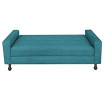 Recamier Calçadeira Sofá Bianca 90 cm Solteiro Baú Quarto Sala material sintético Azul Turquesa -Damaffê Móveis
