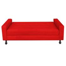 Recamier Calçadeira Sofá Bianca 90 cm Solteiro Baú Quarto Sala material sintético Vermelho -Damaffê Móveis