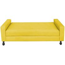 Recamier Calçadeira Sofá Cristal 1,40 cm Casal Baú Quarto Sala material sintético Amarelo -Damaffê Móveis