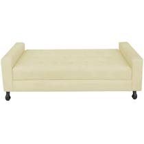 Recamier Calçadeira Sofá Cristal 1,40 cm Casal Baú Quarto Sala Suede Bege - Cristal ffe Móveis