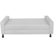 Recamier Calçadeira Sofá Cristal 1,40 cm Casal Baú Quarto Sala Suede Branco -Damaffê Móveis