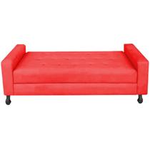 Recamier Calçadeira Sofá Cristal 1,40 cm Casal Baú Quarto Sala Suede Vermelho -Damaffê Móveis