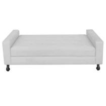 Recamier Calçadeira Sofá Dama 1,00 cm Solteiro Baú Quarto Sala Suede Branco -Damaffê Móveis