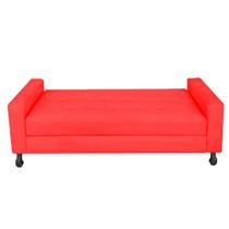 Recamier Calçadeira Sofá Damares 1,00 cm Solteiro Baú Quarto Sala Suede Vermelho -Damaffê Móveis