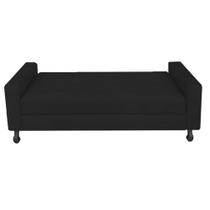 Recamier Calçadeira Sofá Dona 1,60 cm Queen Size Baú Quarto Sala Suede Preto -Damaffê Móveis