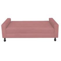 Recamier Calçadeira Sofá Dona 1,95 cm King Size Baú Quarto Sala material sintético Rose -Damaffê Móveis