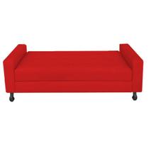 Recamier Calçadeira Sofá Dona 1,95 cm King Size Baú Quarto Sala Suede Vermelho -Damaffê Móveis