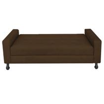 Recamier Calçadeira Sofá Geovana 1,60 cm Queen Size Baú Quarto Sala Suede Marrom -Damaffê Móveis