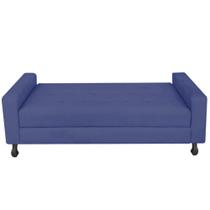 Recamier Calçadeira Sofá Lady 1,00cm Solteiro Baú Quarto Sala Suede Azul Marinho -Damaffê Móveis