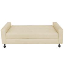 Recamier Calçadeira Sofá Lady 1,00cm Solteiro Baú Quarto Sala Suede Bege -Damaffê Móveis